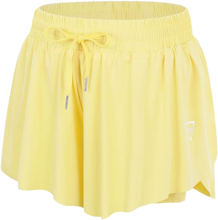 Durio 2 in 1 Flowy Running Shorts for Women Quick Dry Womens Butterfly Athletic Workout Gym Yoga Shorts with Pockets Yellow X-Large at Amazon Women’s Clothing store