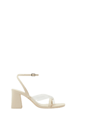 High-heel contrasting vinyl sandals - Shoes - Woman | Bershka