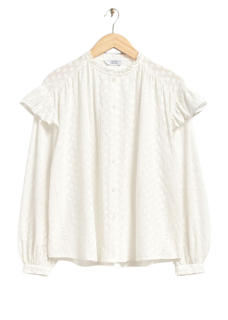 Frilled Floral Embroidery Blouse - Ivory - Shirts - & Other Stories