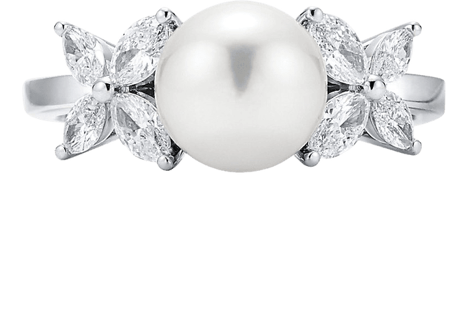Tiffany & Co, Tiffany Victoria ring in platinum with a freshwater pearl and diamonds