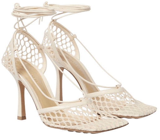 white bottega heels