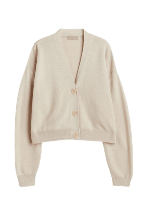 Garter-stitched Knit Cardigan - Light beige - Ladies | H&M US