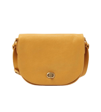 mustard yellow grained leather shoulder bag