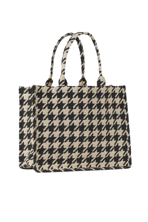 Jacquard-weave Handbag - Black/houndstooth-patterned - Ladies | H&M US