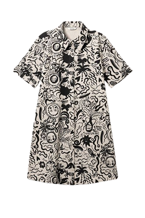 Short Sleeve Shirt Dress - Summer Doodles - Monki WW