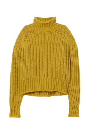 Rib-knit Turtleneck Sweater - Light olive green - Ladies | H&M CA