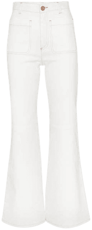SEE BY CHLOÉ contrast stitch flared jeans white