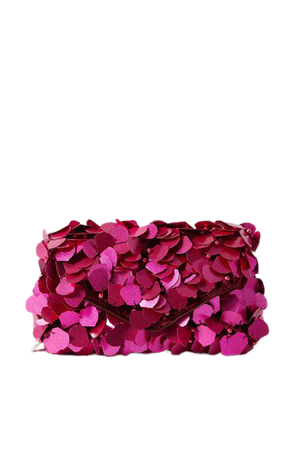 Envelope Embellished Velvet Clutch - Pink