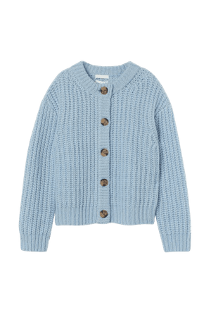 Rib-knit Wool-blend Cardigan - Light blue - Ladies | H&M US