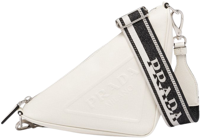 White Saffiano Prada Triangle Bag