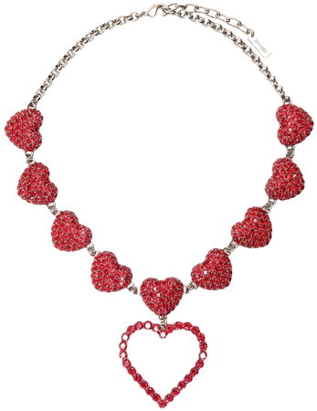 MOSCHINO Crystal heart-embellished Necklace - Farfetch