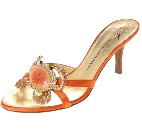 Giuseppe Zanotti Orange Jeweled Crab Sandals