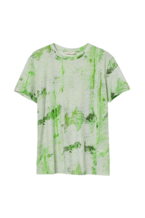 Organic Cotton T-shirt - Green/patterned - Ladies | H&M US