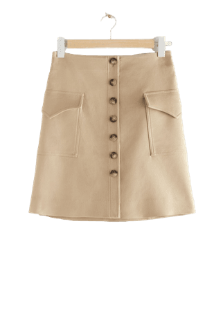 Topstitched Mini Skirt - Beige - Mini skirts - & Other Stories