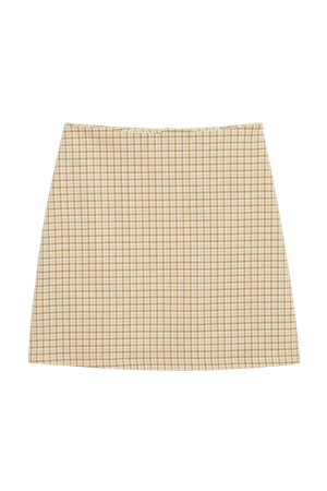 A-line mini skirt - Beige checks - Mini skirts - Monki WW