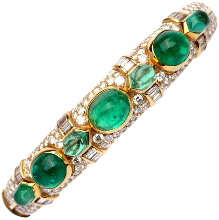 A Bulgari Emerald Diamond Bracelet For Sale at 1stdibs