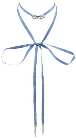 Long Blue Ribbon Choker Necklace