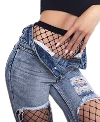 fish net ripped jeans