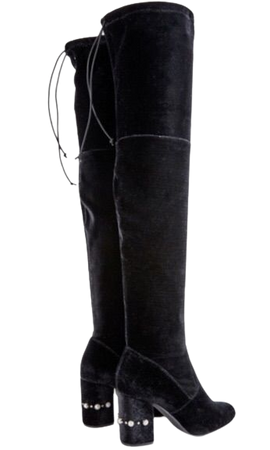 black velvet over knee boots