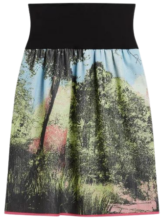 green cotton photo print Celena skirt | agnès b.