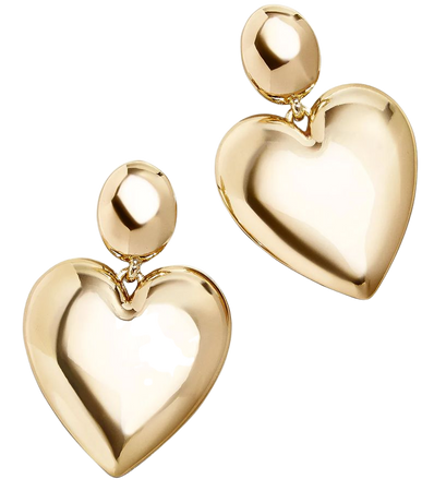 Sheri Earrings – Gold heart drop statement earrings – BaubleBar