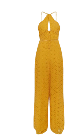 Cotton Broderie Button Strappy Jumpsuit | Karen Millen
