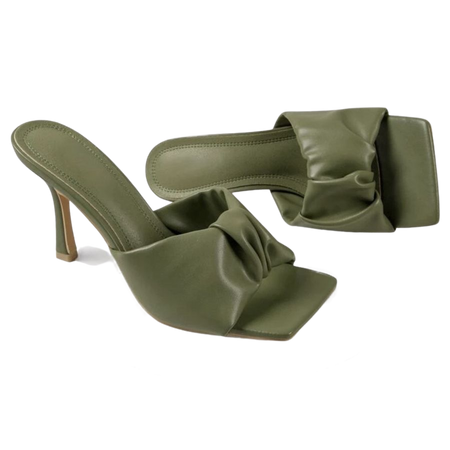 army green heel mules