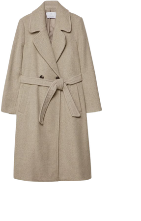 Felt texture coat with belt - Women's Just in | Stradivarius United States