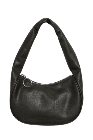Black faux leather shoulder bag - Black - Monki WW