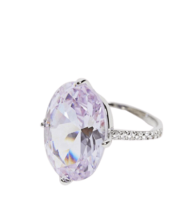 ASOS DESIGN ring with oval CZ crystal stone in silver tone | ASOS