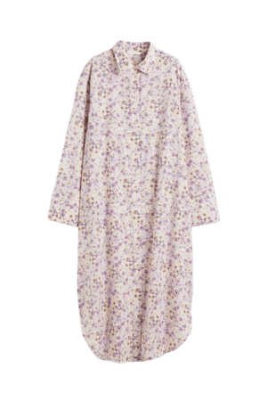Calf-length Shirt Dress - White/small flowers - Ladies | H&M US