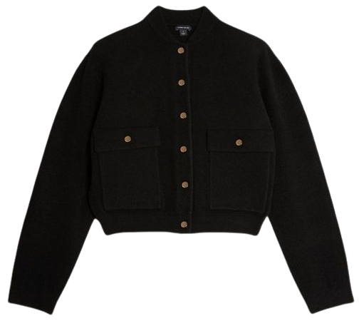 Compact Wool Blend Bomber Knit Jacket | Karen Millen