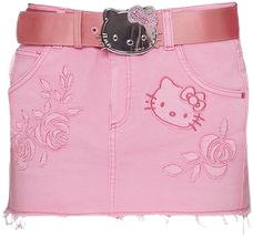 BLUMARINE X HELLO KITTY Jeans Mini Skirt In Printed Cotton Hello Kitty