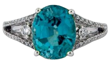 Blue Zircon & Diamond Ring - James Breski Jewelry