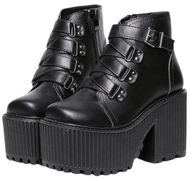 Grunge Buckle Ankle Platform Boots