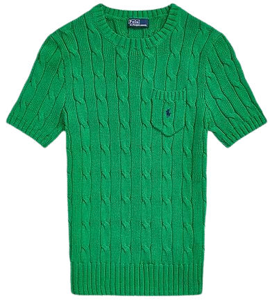 Cable-Knit Cotton Short-Sleeve Sweater | Ralph Lauren