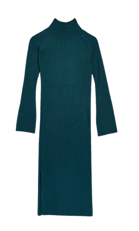Green ribbed jumper dress | River Island