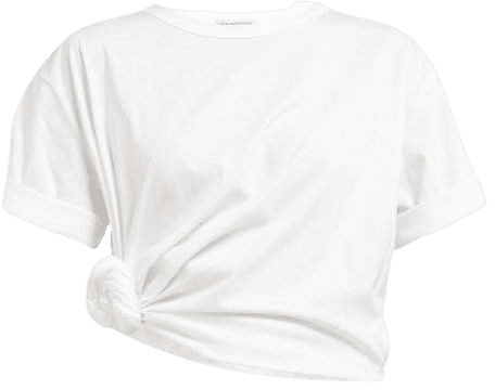 Oversized Side Knot Cotton Jersey T Shirt - Womens - White