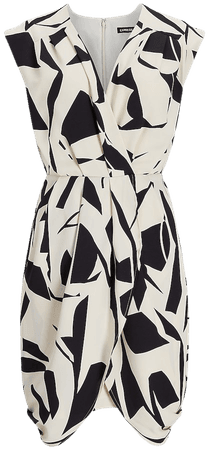 Abstract Print Draped Mini Sheath Dress | Express