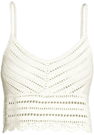 Crocheted top - White - Ladies | H&M GB