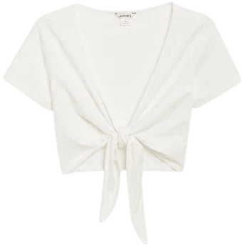 Tie front crop top - Cream white - Tops - Monki WW