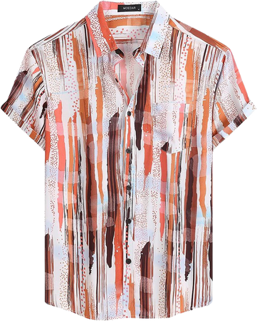 MCEDAR Mens Casual Short Sleeve Button Up Vintage Summer Hawaiian Beach Vacation Shirts (Size S-5XL Big and Tall) at Amazon Men’s Clothing store