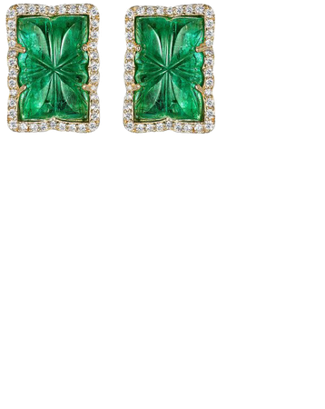 One-Of-A-Kind 18k Yellow Gold Emerald, Diamonds Earrings By Goshwara | Moda Operandi