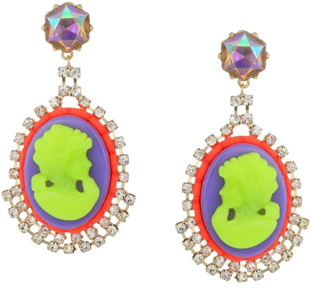 Betsey Johnson Womens Granny Chic Colorful Cameo Drop Earrings Multi One Size 889295264362 | eBay