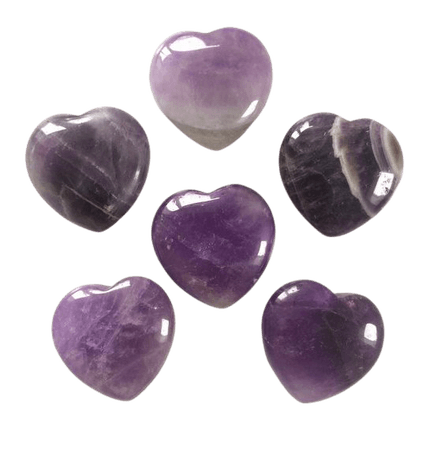 Amethyst heart shaped smooth palm stone pocket healing 30mm