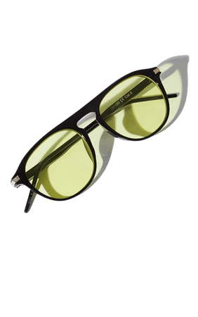 Yellow Lens Round Black Frame Sunglasses | PrettyLittleThing USA