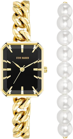 Amazon.com: Steve Madden Women's Chain Watch and Bracelet Set : Clothing, Shoes & Jewelry