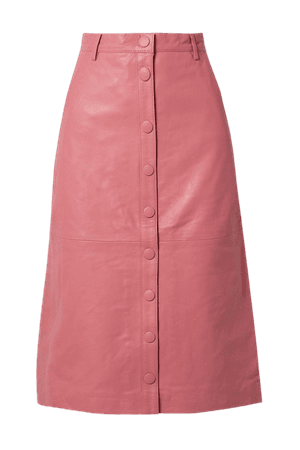 Pink Bellis leather midi skirt | REMAIN Birger Christensen | NET-A-PORTER