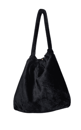Black Soft Faux Fur Tote Bag | PrettyLittleThing USA