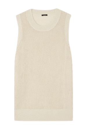 Crispy Open-knit Cotton Tank - Beige
